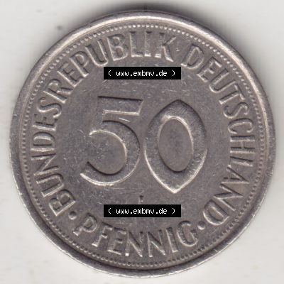 Münze der BRD Deutschland Umlaufmünze 1950-2001, 50 Pfennig 1990 J Sammlung