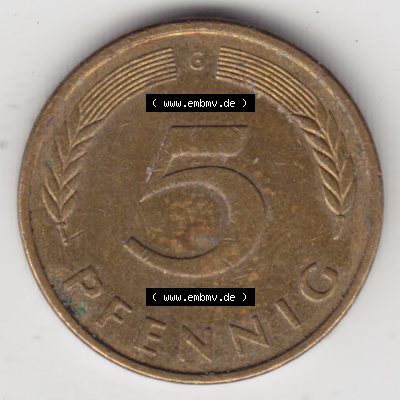 Münze der BRD Deutschland Umlaufmünze 1950-2001, 5 Pfennig 1987 G Sammlung