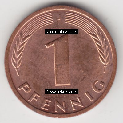 Münze der BRD Deutschland Umlaufmünze 1950-2001, 1 Pfennig 1989 J Sammlung