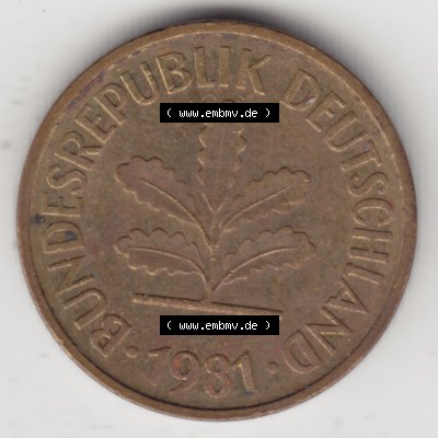Münze der BRD Deutschland Umlaufmünze 1950-2001, 5 Pfennig 1981 D (2) Sammlung