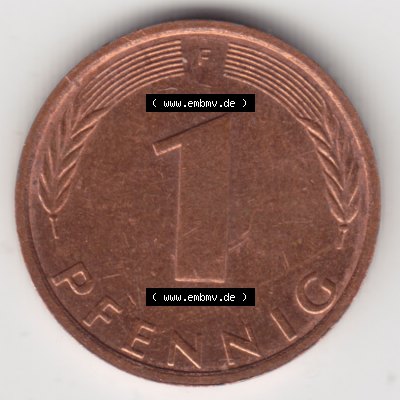 Münze der BRD Deutschland Umlaufmünze 1950-2001, 1 Pfennig 1976 F Sammlung
