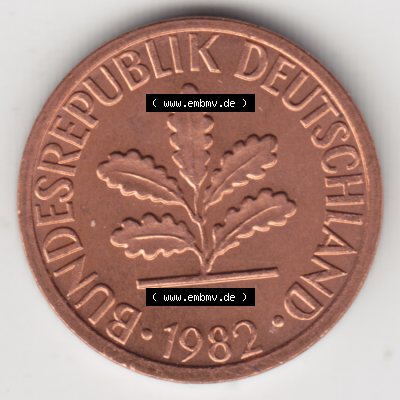 Münze der BRD Deutschland Umlaufmünze 1950-2001, 1 Pfennig 1982 F (2) Sammlung