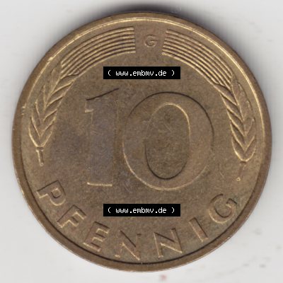 Münze der BRD Deutschland Umlaufmünze 1950-2001, 10 Pfennig 1994 G Sammlung