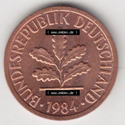 Münze der BRD Deutschland Umlaufmünze 1950-2001, 1 Pfennig 1984 J (2) Sammlung