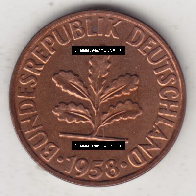 Münze der BRD Deutschland Umlaufmünze 1950-2001, 2 Pfennig 1958 J (2) Sammlung