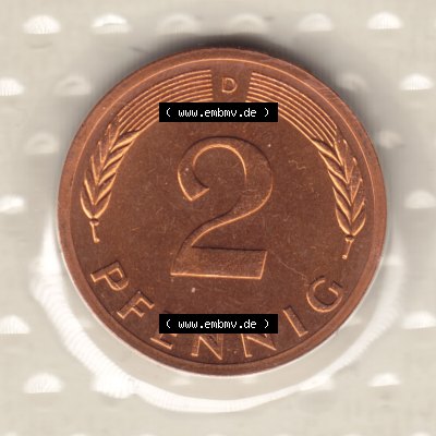 Münze der BRD Deutschland Umlaufmünze 1976, 2 Pfennig Sammlung