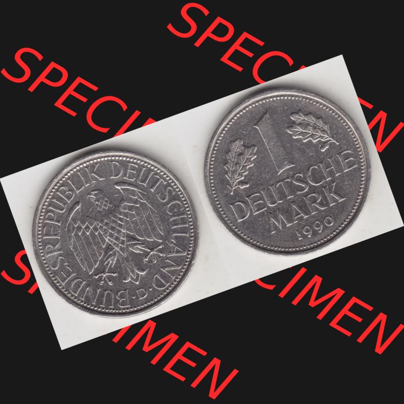 BRD Münze aus Deutschland 1950-2001, 1 Deutsche Mark / 1 DM 1990 D - Vollansicht I. als Bildmaterial innerhalb vom online Katalog und online Datenbank für Münzen der BRD... Sammlung