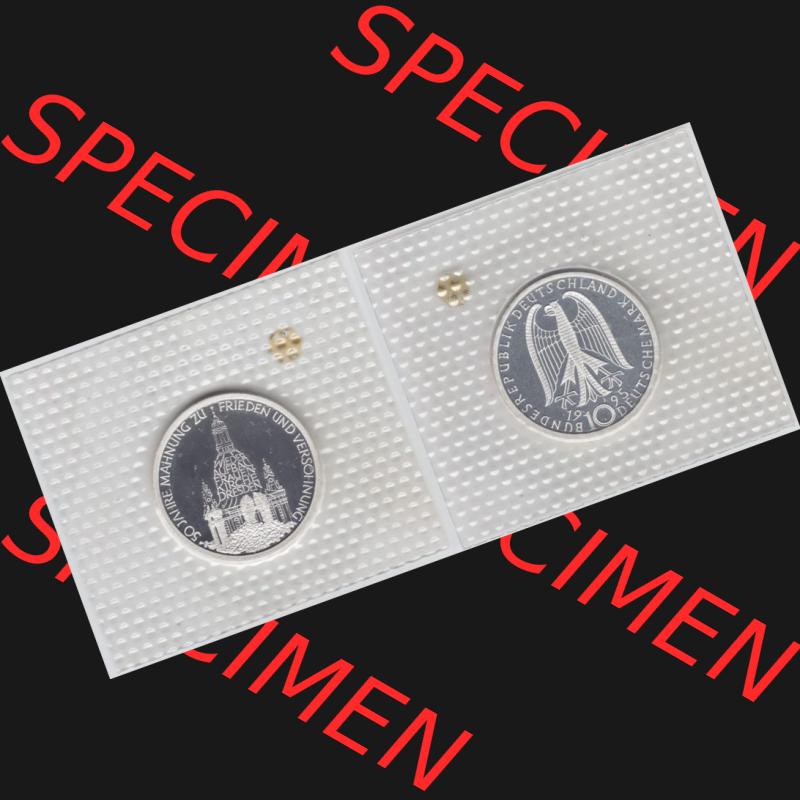 BRD Münze aus Deutschland 1995, 10 DM Gedenkmünze PP in Noppenfolie 10 Deutsche Mark Silber 50 Jahre Frieden und Versöhnung - Vollansicht als Bildmaterial innerhalb vom online Katalog... Sammlung