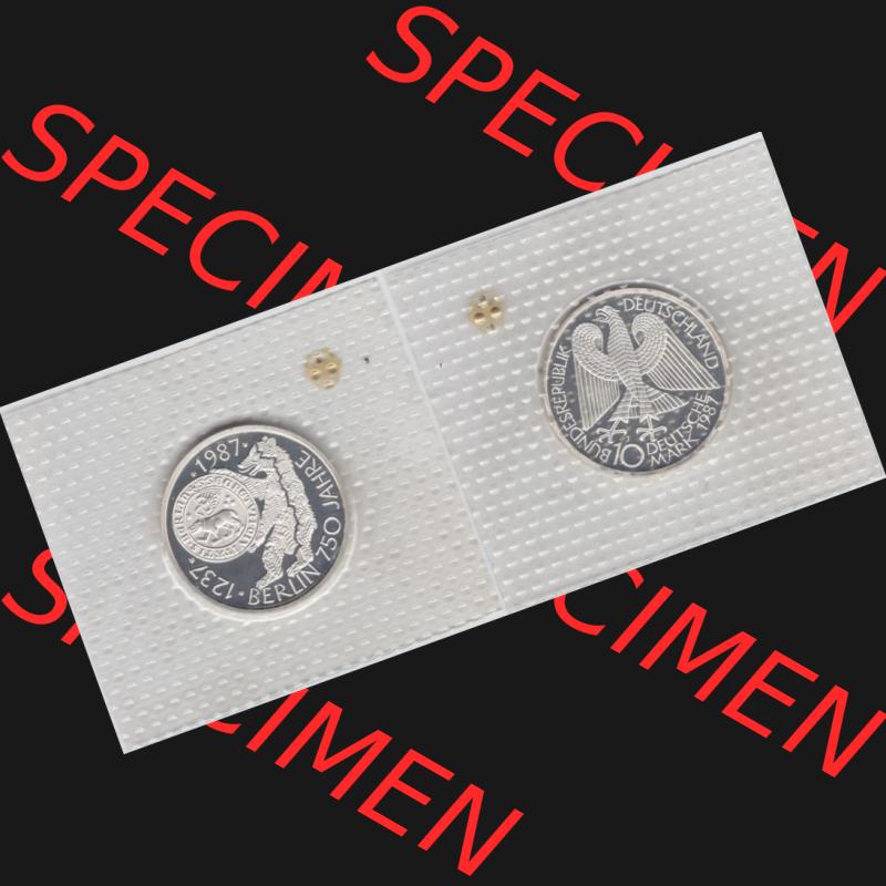 BRD Münze aus Deutschland 1987, 10 DM Gedenkmünze PP in Noppenfolie 10 Deutsche Mark Silber 750 Jahre Berlin - Vollansicht als Bildmaterial innerhalb vom online Katalog und online Datenbank... Sammlung