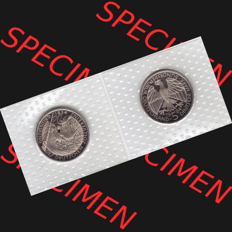 BRD Münze aus Deutschland 1984, 5 DM Gedenkmünze Deutscher Zollverein Münzen-Vollansicht als Bildmaterial innerhalb vom online Katalog und online Datenbank für Münzen der... Sammlung