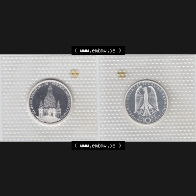 BRD Münze aus Deutschland 1995, 10 DM Gedenkmünze PP in Noppenfolie 10 Deutsche Mark Silber 50 Jahre Frieden und Versöhnung - Vollansicht als Bildmaterial innerhalb vom online Katalog... Sammlung