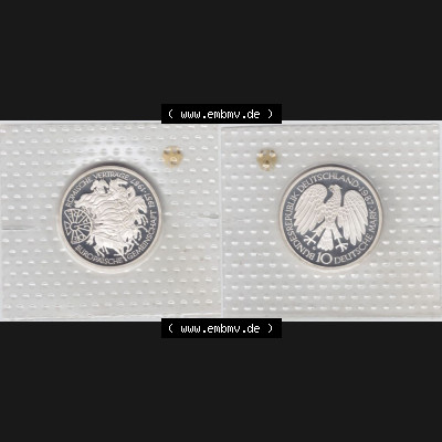 BRD Münze aus Deutschland 1987, 10 DM Gedenkmünze PP in Noppenfolie 10 Deutsche Mark Silber Römische Verträge - Vollansicht als Bildmaterial innerhalb vom online Katalog und online... Sammlung