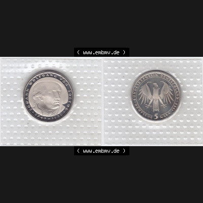 BRD Münze aus Deutschland 1982, 5 DM Gedenkmünze Johann Wolfgang von Goethe Münzen-Vollansicht als Bildmaterial innerhalb vom online Katalog und online Datenbank für Münzen... Sammlung