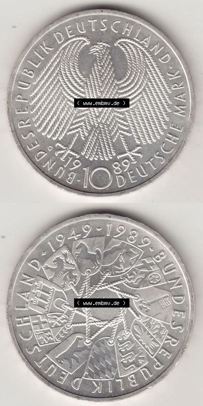 10 DM Deutsche Mark, 40 Jahre BRD, Bundesrepublik Deutschland, digitales Bildmaterial für Mobile-Geräte und IPhone zum herunterladen Sammlung