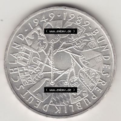 BRD Münzen 10 Deutsche Mark, 10 DM Gedenkmünzen Silber 1989-1989, 10 DM Deutsche Mark, 40 Jahre BRD, Bundesrepublik Deutschland.... Sammlung