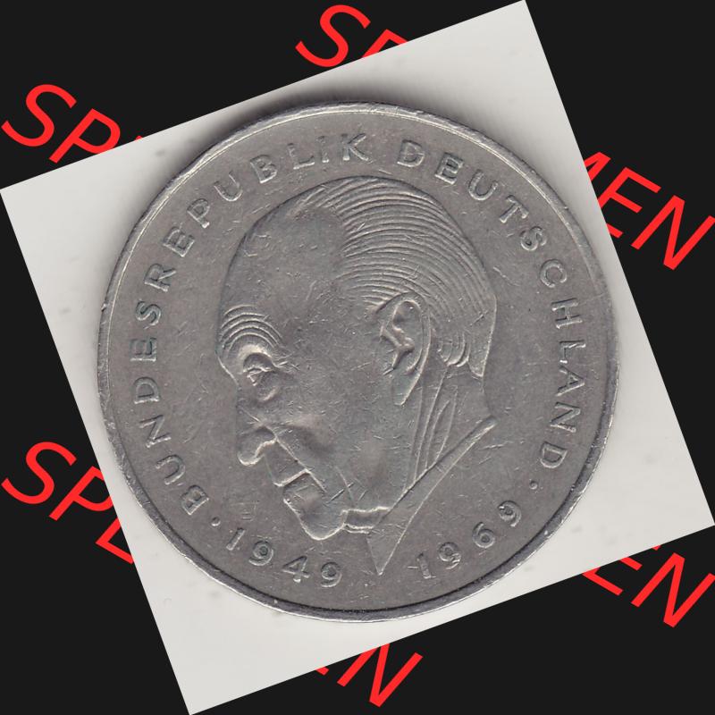 BRD Münzen 2 DM, Gedenkmünze 1969-1987, 2 DM, Deutsche Mark Konrad Adenauer 1980 J-1. Rückseite einer 2 DM, 2 Deutsche Mark J Gedenkmünze, Mzz.... Sammlung