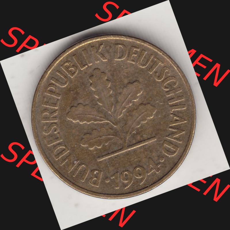 BRD Münzen 5 Pf., Umlaufmünze 1990-2001, 5 Pfennig, 1994 A-1. Vorderseite einer 5 Pfennig A, Mzz. A für Berlin - Münze aus Deutschland im... Sammlung