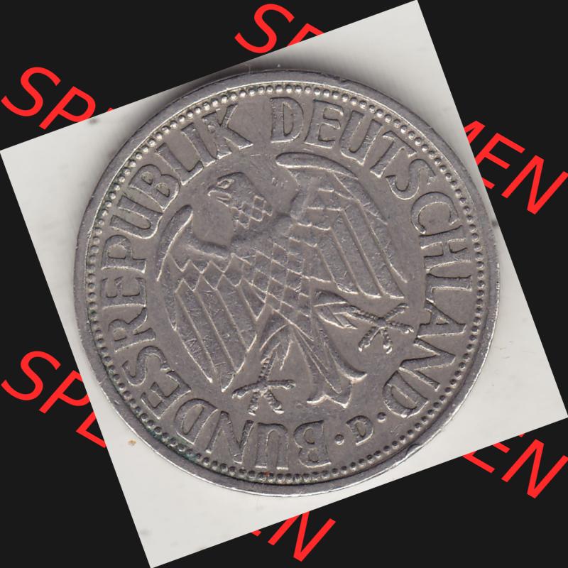 BRD Münzen 1 Deutsche Mark, Umlaufmünze 1950-2001, 1 DM Deutsche Mark, 1950 D-1. Vorderseite einer 1 DM, 1 Deutsche Mark D, Mzz. D für München-Münze... Sammlung
