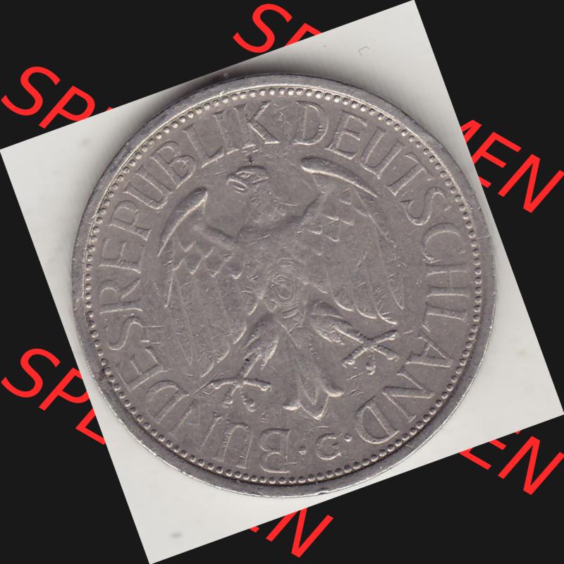 BRD Münzen 1 Deutsche Mark, Umlaufmünze 1950-2001, 1 DM Deutsche Mark, 1972 G-3. Vorderseite einer 1 DM, 1 Deutsche Mark G, Mzz. G für Karlsruhe... Sammlung