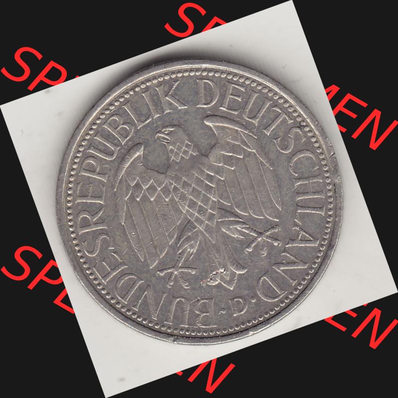BRD Münzen 1 Deutsche Mark, Umlaufmünze 1950-2001, 1 DM Deutsche Mark, 1990 D-2. Vorderseite einer 1 DM, 1 Deutsche Mark D, Mzz. D für München-Münze... Sammlung