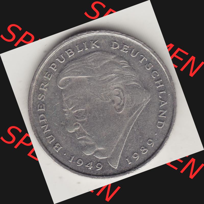 BRD Münzen 2 DM, Gedenkmünze 1991-2001, 2 DM, Deutsche Mark Franz Josef Strauß 1991 A-1. Rückseite einer 2 DM, 2 Deutsche Mark A Gedenkmünze,... Sammlung