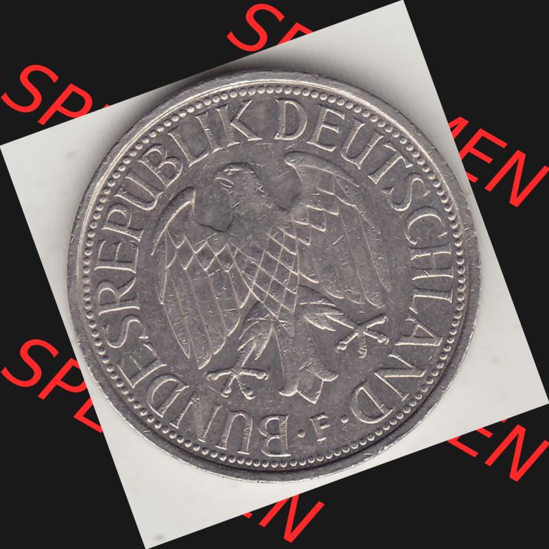 BRD Münzen 1 Deutsche Mark, Umlaufmünze 1950-2001, 1 DM Deutsche Mark, 1994 F-1. Vorderseite einer 1 DM, 1 Deutsche Mark F, Mzz. F für Stuttgart... Sammlung