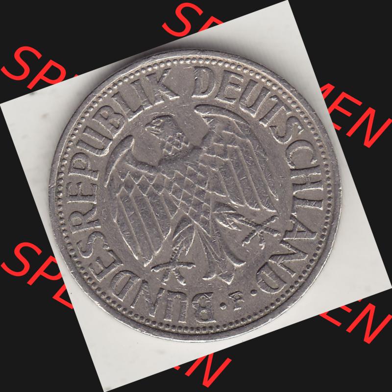 BRD Münzen 1 Deutsche Mark, Umlaufmünze 1950-2001, 1 DM Deutsche Mark, 1950 F-1. Vorderseite einer 1 DM, 1 Deutsche Mark F, Mzz. F für Stuttgart... Sammlung