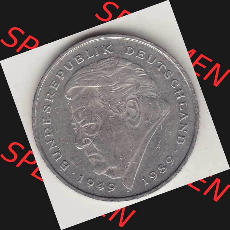 BRD Münzen 2 DM, Gedenkmünze 1991-2001, 2 DM, Deutsche Mark Franz Josef Strauß 1995 A-1. Rückseite einer 2 DM, 2 Deutsche Mark A Gedenkmünze,... Sammlung