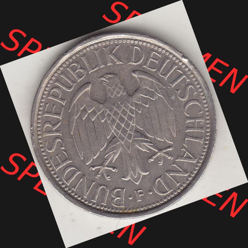 BRD Münzen 1 Deutsche Mark, Umlaufmünze 1950-2001, 1 DM Deutsche Mark, 1992 F-1. Vorderseite einer 1 DM, 1 Deutsche Mark F, Mzz. F für Stuttgart... Sammlung