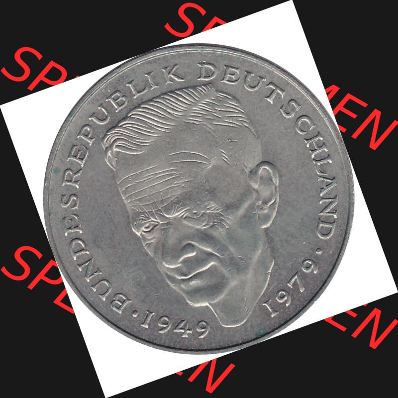 BRD Münzen 2 DM, Gedenkmünze 1979-1993, 2 DM, Deutsche Mark Kurt Schumacher Deutschland 1991 G-1. Rückseite mit Wert-Zahl von 2 DM Gedenkmünze Kurt Schumacher... Sammlung