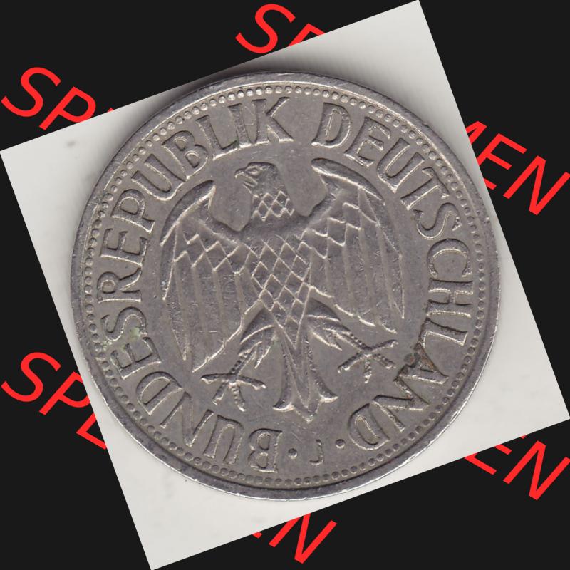 BRD Münzen 1 Deutsche Mark, Umlaufmünze 1950-2001, 1 DM Deutsche Mark, 1969 J-1. Vorderseite einer 1 DM, 1 Deutsche Mark J, Mzz. J für Hamburg... Sammlung