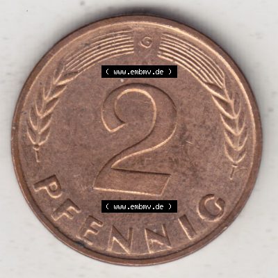 BRD Münze aus Deutschland 1950-2001, 2 Pfennig 1964 G (2) Sammlung