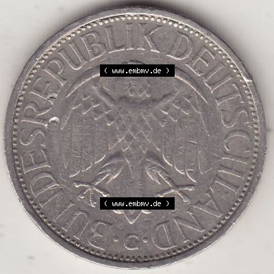 BRD Münzen 1 Deutsche Mark, Umlaufmünze 1950-2001, 1 DM Deutsche Mark, 1973 G-1. Vorderseite einer 1 DM, 1 Deutsche Mark G, Mzz. G für Karlsruhe... Sammlung