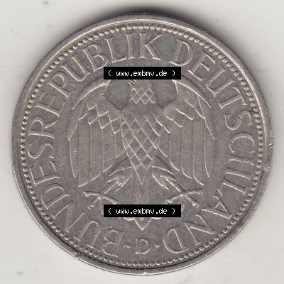 BRD Münzen 1 Deutsche Mark, Umlaufmünze 1950-2001, 1 DM Deutsche Mark, 1990 D-2. Vorderseite einer 1 DM, 1 Deutsche Mark D, Mzz. D für München-Münze... Sammlung