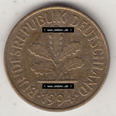 BRD Münzen 5 Pf., Umlaufmünze 1990-2001, 5 Pfennig, 1994 A-1. Vorderseite einer 5 Pfennig A, Mzz. A für Berlin - Münze aus Deutschland im... Sammlung