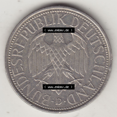 BRD Münzen 1 Deutsche Mark, Umlaufmünze 1950-2001, 1 DM Deutsche Mark, 1990 D-2. Vorderseite einer 1 DM, 1 Deutsche Mark D,... Sammlung