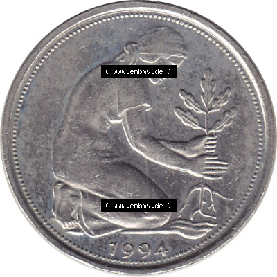 1990-2001, 50 Pfennig BRD Deutschland 1994 A Sammlung