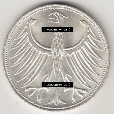 BRD Münzen Silbermünze 1951-1974, 5 DM, 5 Deutsche Mark Silberadler, Heiermann 1970 Münzzeichen / Mzz. "D" für München -... Sammlung