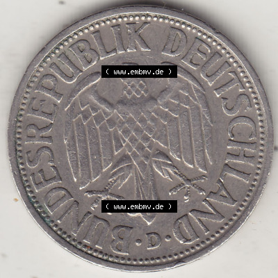 BRD Münzen 1 Deutsche Mark, Umlaufmünze 1950-2001, 1 DM Deutsche Mark, 1950 D-1. Vorderseite einer 1 DM, 1 Deutsche Mark D,... Sammlung