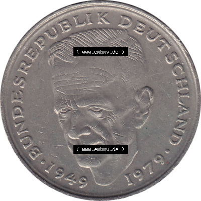 1979-1993, 2 DM, Deutsche Mark Kurt Schumacher 1980 D Sammlung