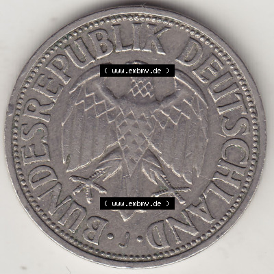 BRD Münzen 1 Deutsche Mark, Umlaufmünze 1950-2001, 1 DM Deutsche Mark, 1950 J-4. Vorderseite einer 1 DM, 1 Deutsche Mark J,... Sammlung