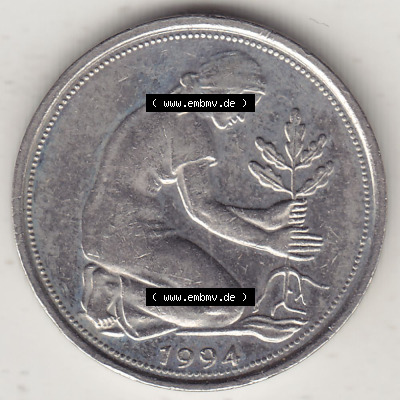 1990-2001, 50 Pfennig Deutschland der BRD 1994 A Sammlung