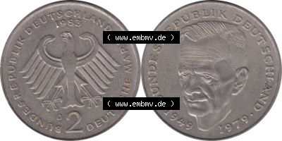 1979-1993, 2 DM, Deutsche Mark Kurt Schumacher 1983 D Sammlung