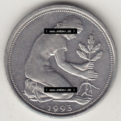 1990-2001, 50 Pfennig Deutschland der BRD 1993 A Sammlung
