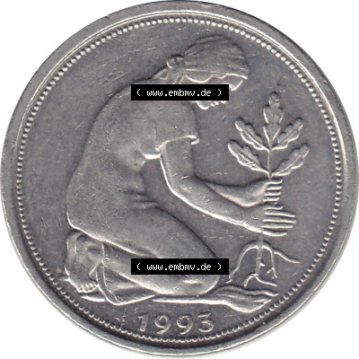 1990-2001, 50 Pfennig BRD Deutschland 1993 A Sammlung