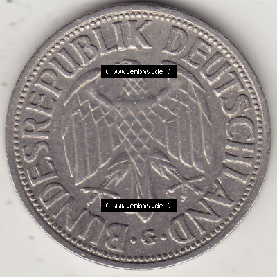 BRD Münzen 1 Deutsche Mark, Umlaufmünze 1950-2001, 1 DM Deutsche Mark, 1950 G-3. Vorderseite einer 1 DM, 1 Deutsche Mark G,... Sammlung