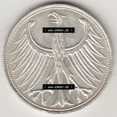 BRD Münzen Silbermünze 1951-1974, 5 DM, 5 Deutsche Mark Silberadler, Heiermann 1971 Münzzeichen / Mzz. "J" für Hamburg - 1.... Sammlung