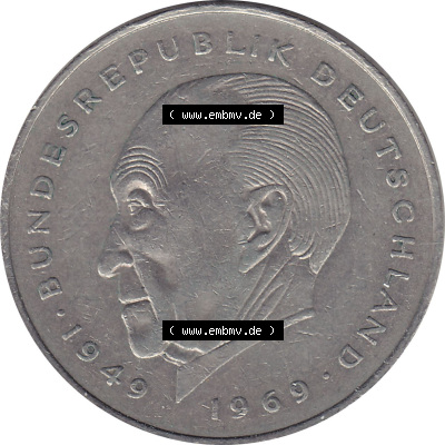 2 DM, Deutsche Mark Münze mit Konrad Adenauer aus Deutschland 1980 J Sammlung