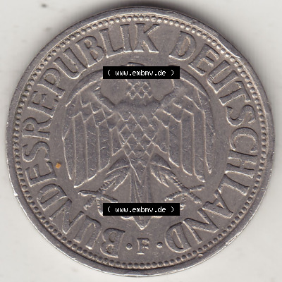 BRD Münzen 1 Deutsche Mark, Umlaufmünze 1950-2001, 1 DM Deutsche Mark, 1950 F-2. Vorderseite einer 1 DM, 1 Deutsche Mark F,... Sammlung