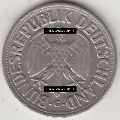 BRD Münzen 1 Deutsche Mark, Umlaufmünze 1950-2001, 1 DM Deutsche Mark, 1950 G-1. Vorderseite einer 1 DM, 1 Deutsche Mark G,... Sammlung